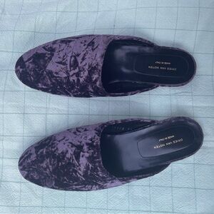 Dries Van Noten flat mule sandals - deep purple velvet